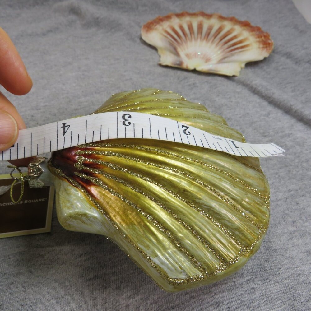 Sea Shell Blown Glass & Glittered with other Nautical Ornaments - Picture 10 of 15